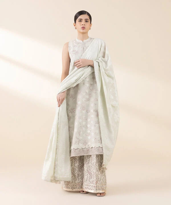 3 Piece - Embroidered Jacquard Suit