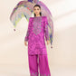 3 Piece - Embroidered Cotton Satin Suit
