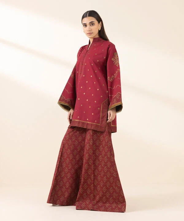 3 Piece - Embroidered Cotton Suit