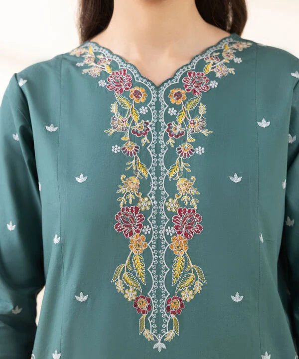 3 Piece - Embroidered Cotton Suit