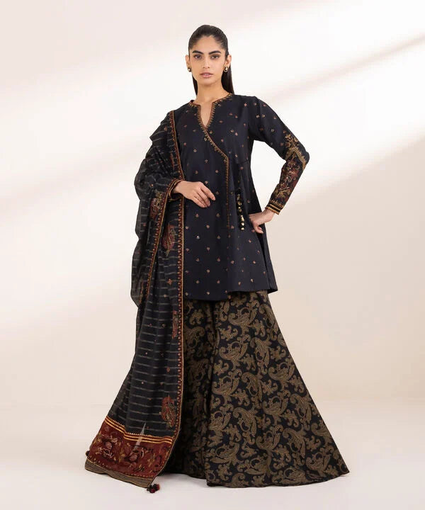 3 Piece - Embroidered Cotton Suit
