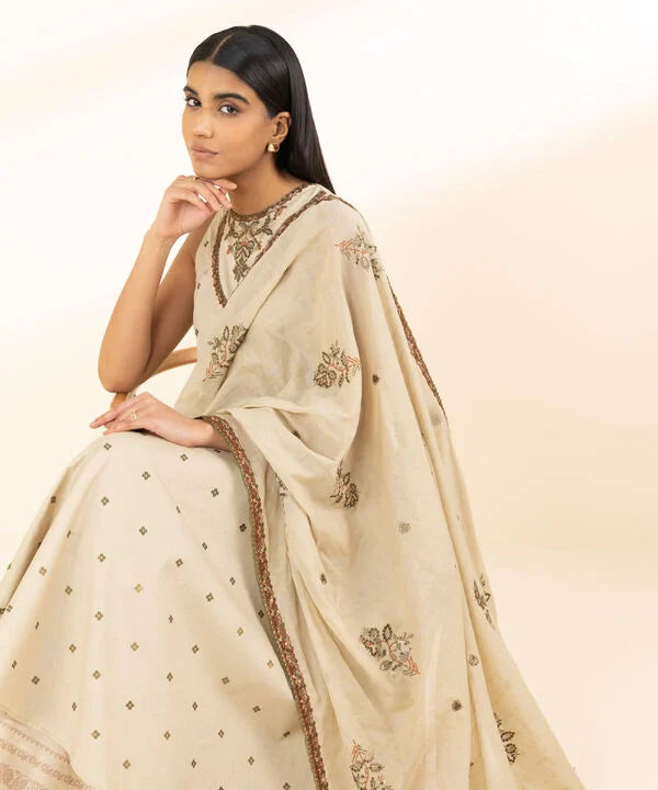 3 Piece - Embroidered Cotton Suit