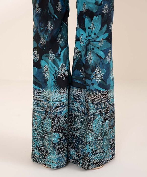 3 Piece - Embroidered Cotton Satin Suit