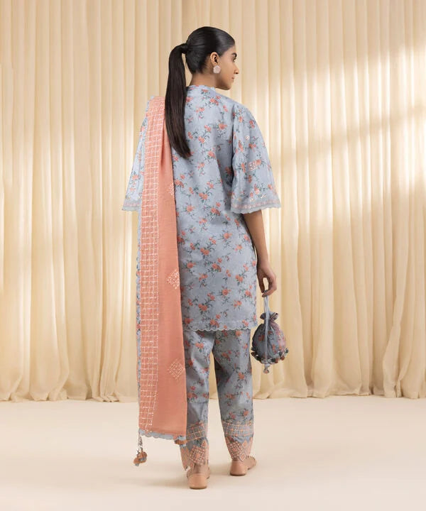 3 Piece - Embroidered Silk Suit