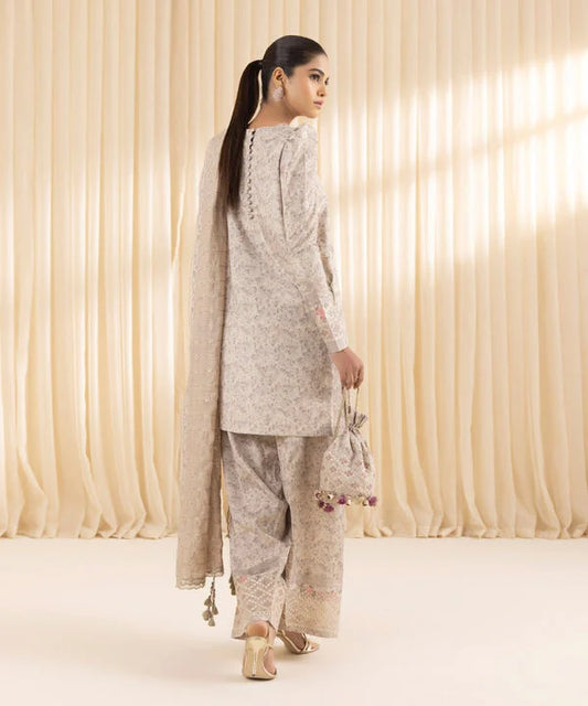 3 Piece - Embroidered Silk Suit