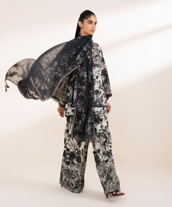 3 Piece - Embroidered Crosshatch Suit