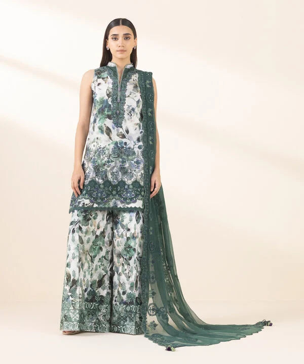 3 Piece - Embroidered Crosshatch Suit