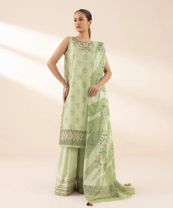3 Piece - Embroidered Zari Lawn Suit