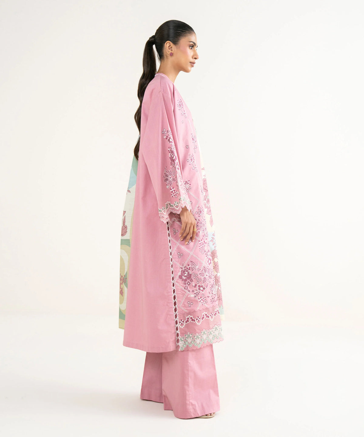 3 Piece - Embroidered Crosshatch Suit