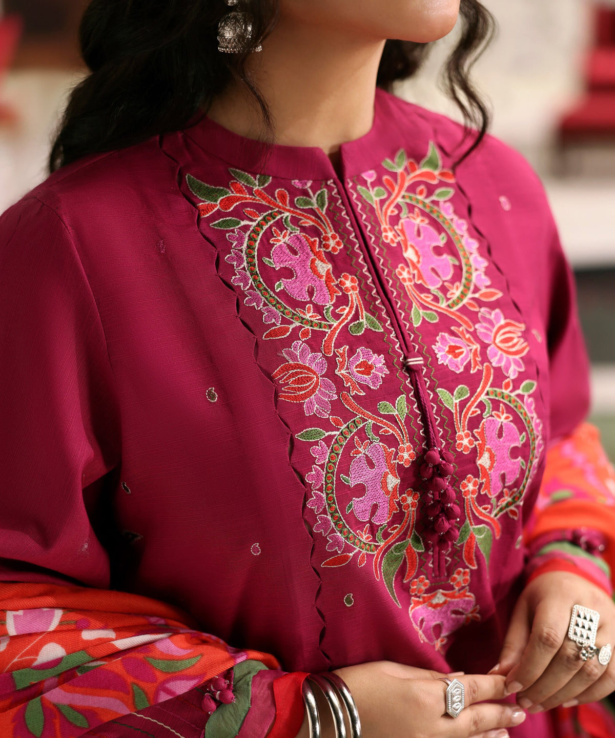 3 Piece - Embroidered Twill Suit