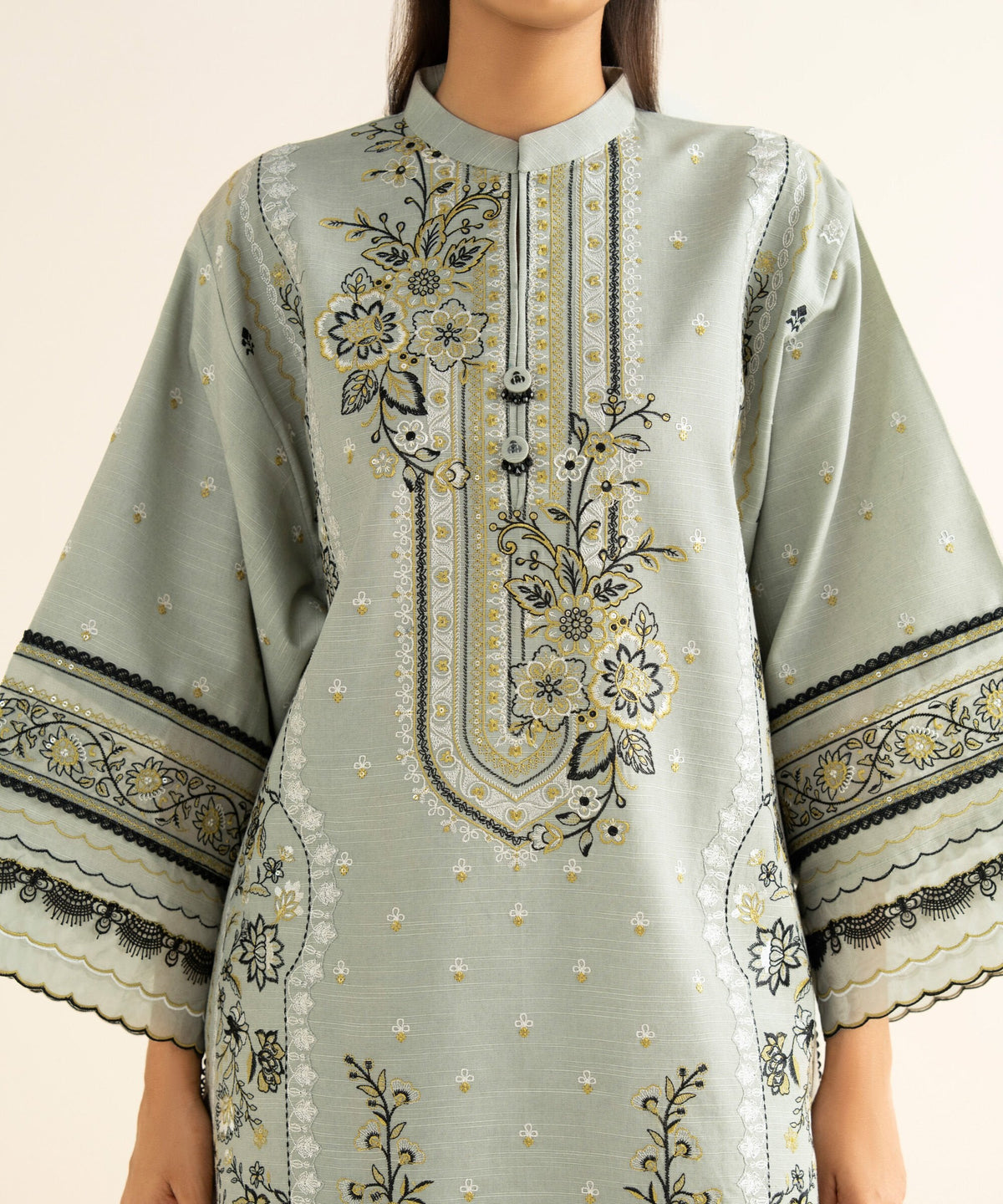 3 Piece - Embroidered Light Khaddar Suit