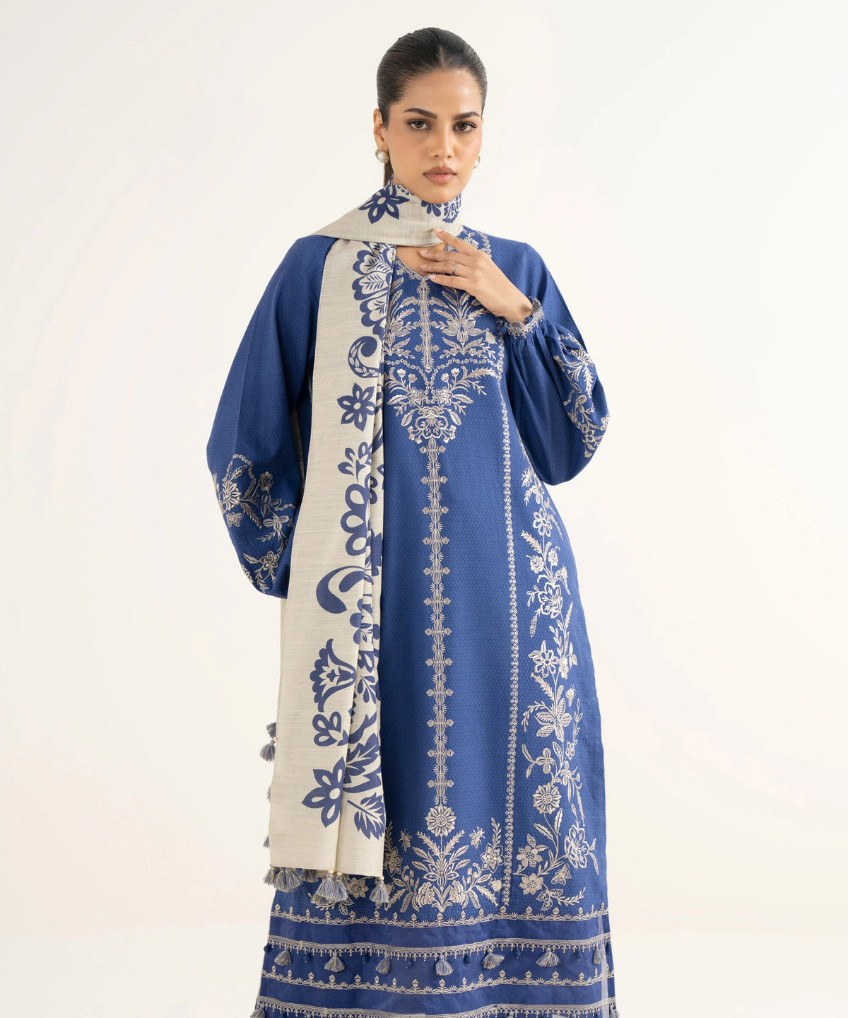 3 Piece - Embroidered Dobby Suit