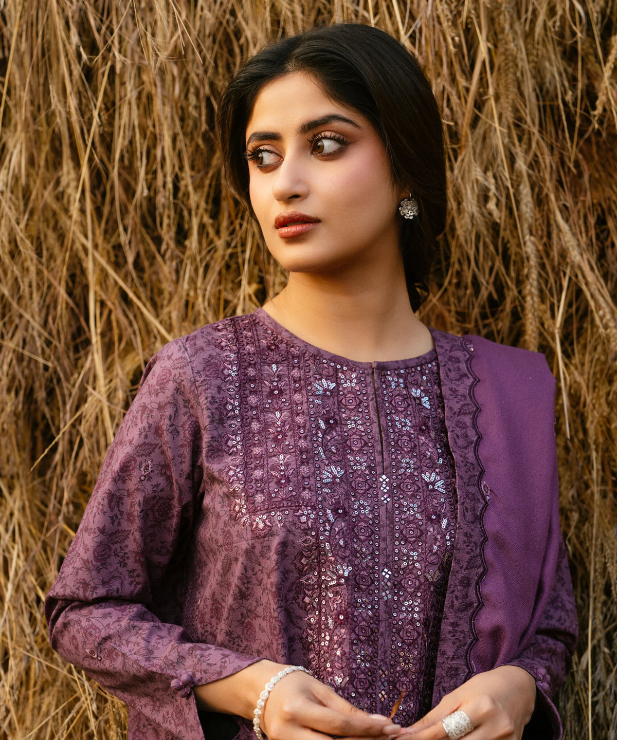 3 Piece - Embroidered Khaddar Suit