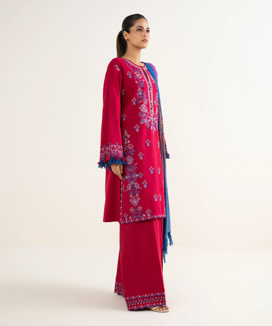 3 Piece - Embroidered Twill Suit