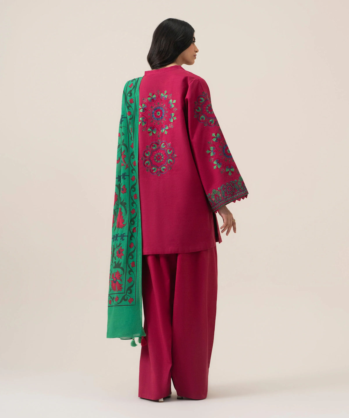 3 Piece - Embroidered Khaddar Suit