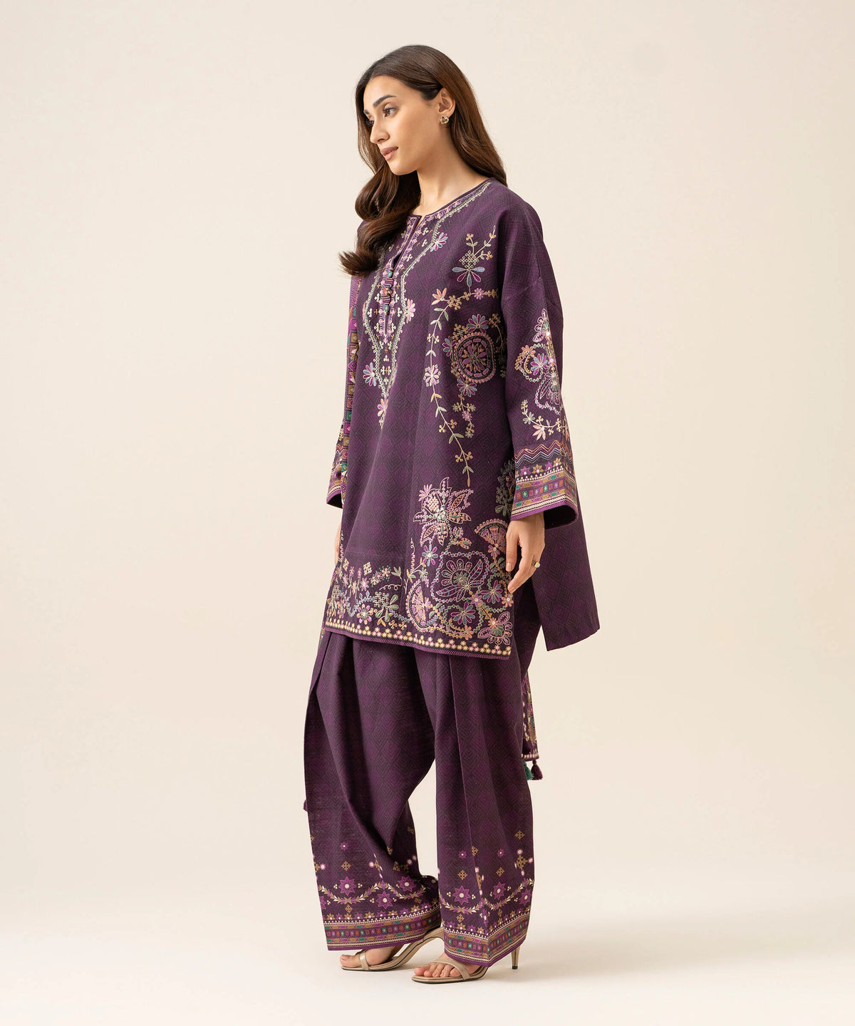 3 Piece - Embroidered Light Khaddar Suit