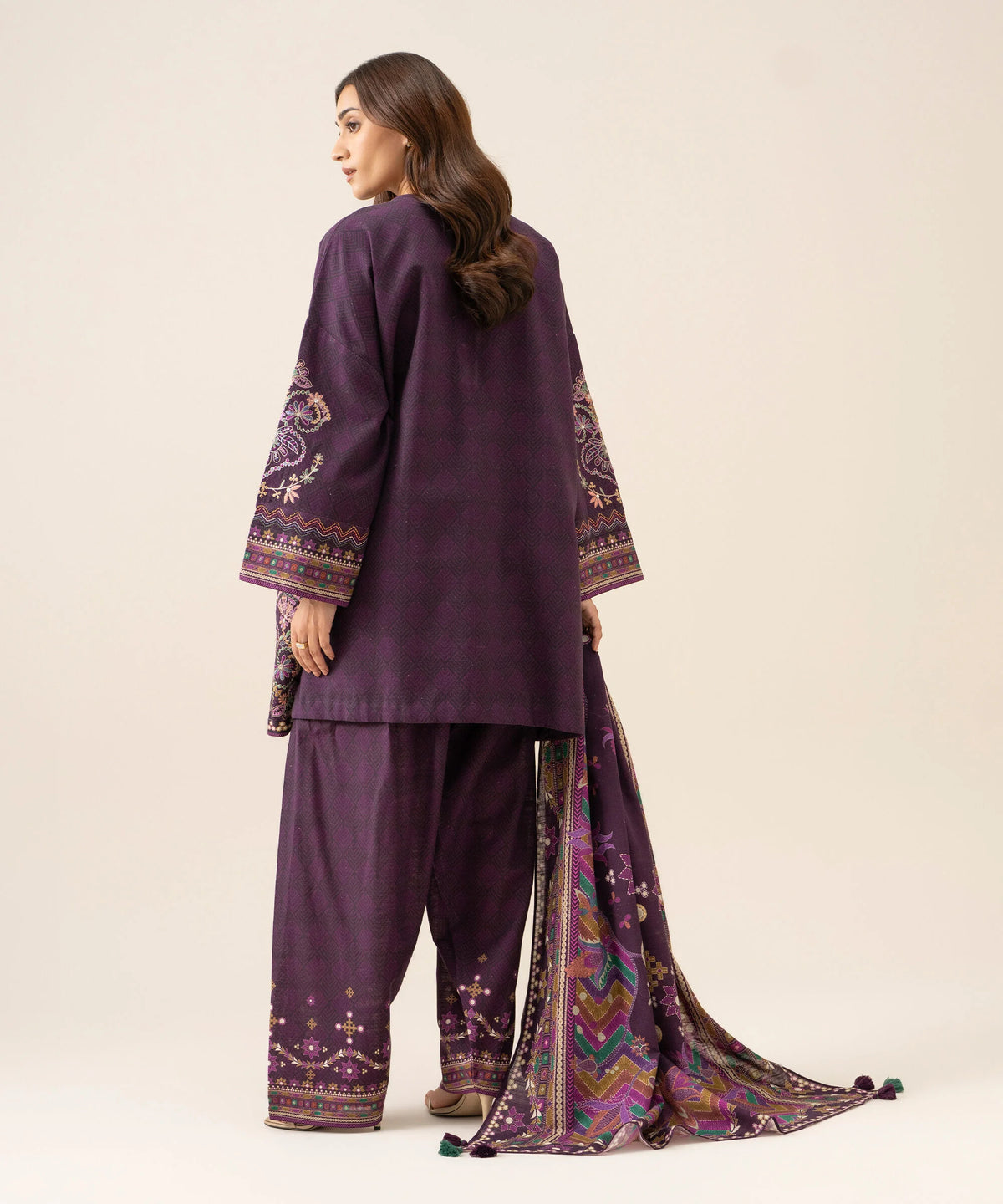 3 Piece - Embroidered Light Khaddar Suit