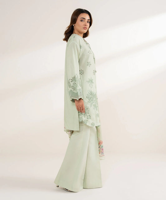 3 Piece - Embroidered Cotton Suit