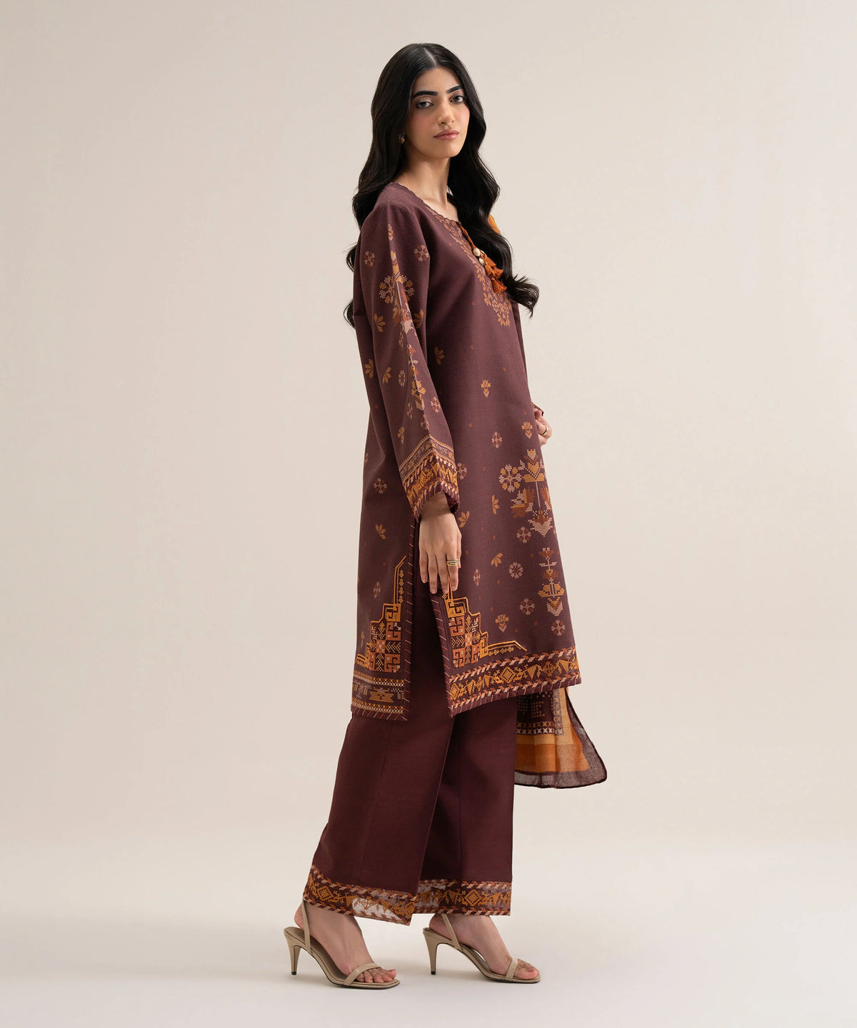3 Piece - Embroidered Khaddar Suit