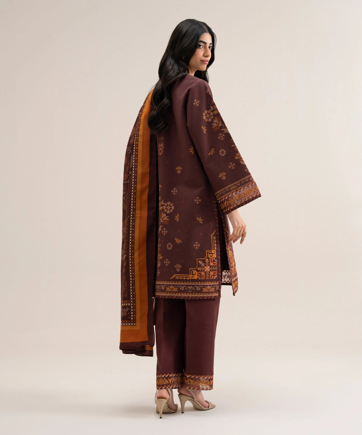 3 Piece - Embroidered Khaddar Suit