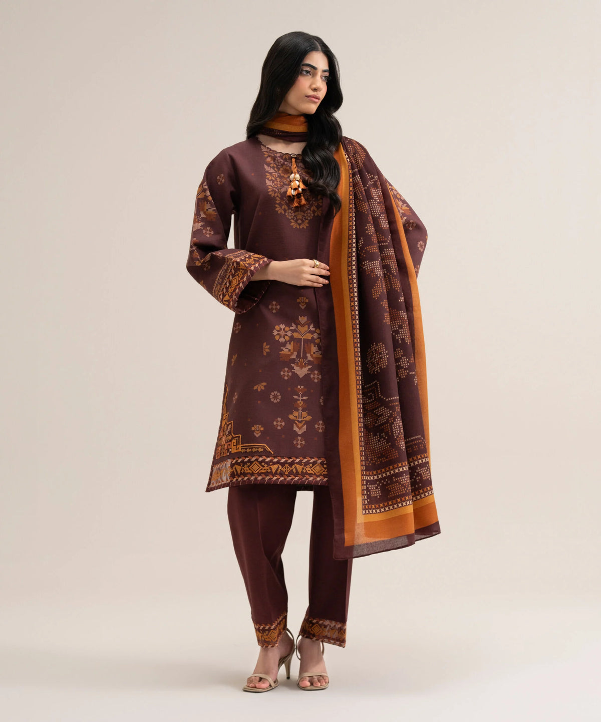 3 Piece - Embroidered Khaddar Suit