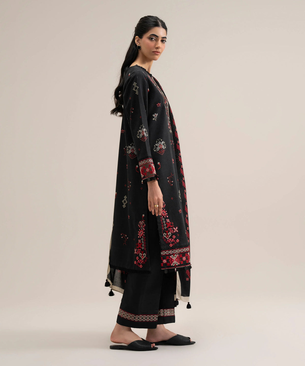 3 Piece - Embroidered Cotton Suit
