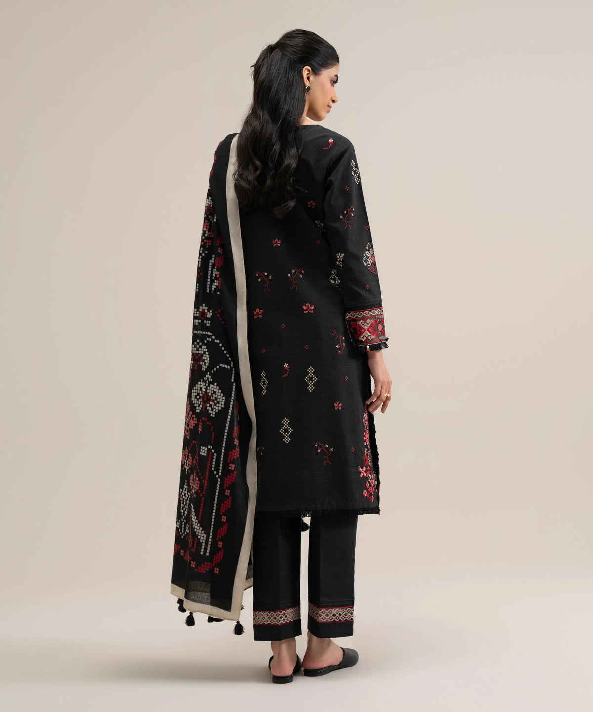 3 Piece - Embroidered Cotton Suit