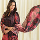 3 Piece - Printed Satin Suit