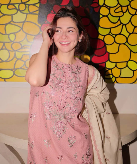3 Piece - Embroidered Dobby Suit