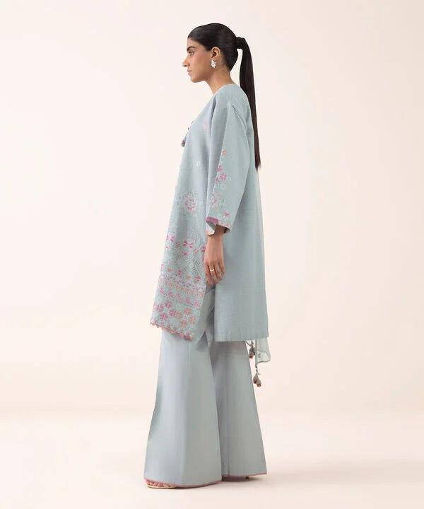 3 Piece - Embroidered Dobby Suit