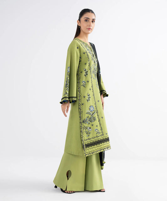 3 Piece - Embroidered Dobby Suit