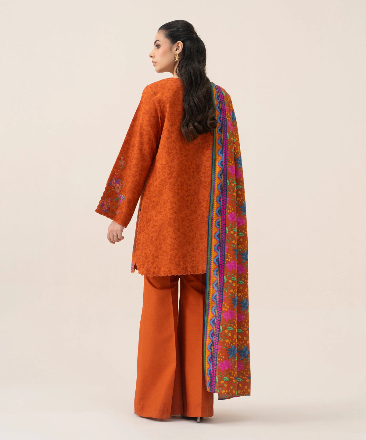 3 Piece - Embroidered Khaddar Suit