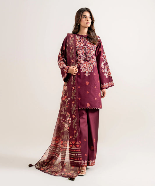 3 Piece - Embroidered Dobby Suit