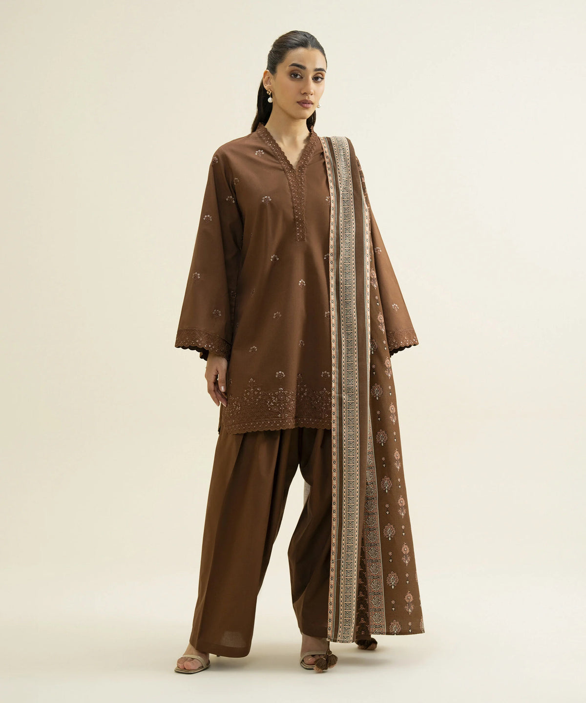 3 Piece - Embroidered Khaddar Suit