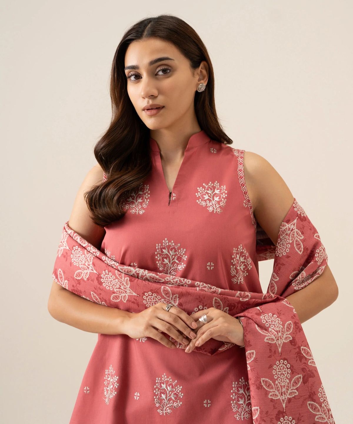 3 Piece - Embroidered Khaddar Suit