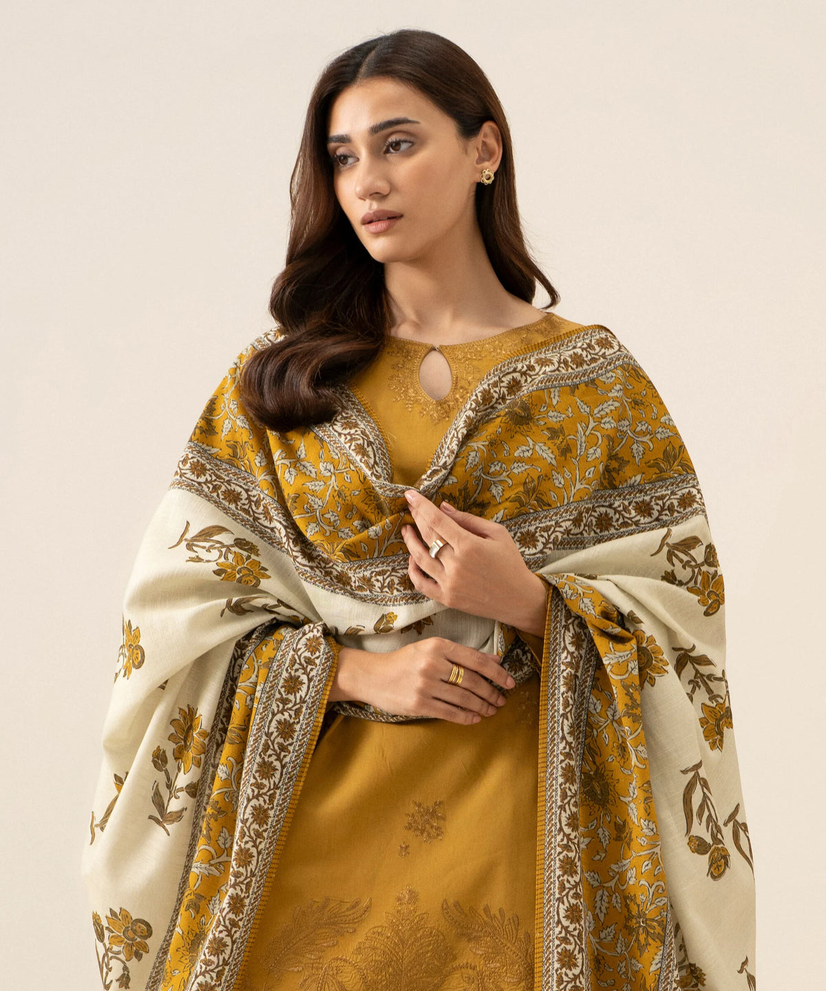 3 Piece - Embroidered Khaddar Suit