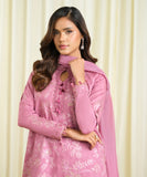 3 Piece - Embroidered Cotton Jacquard Suit