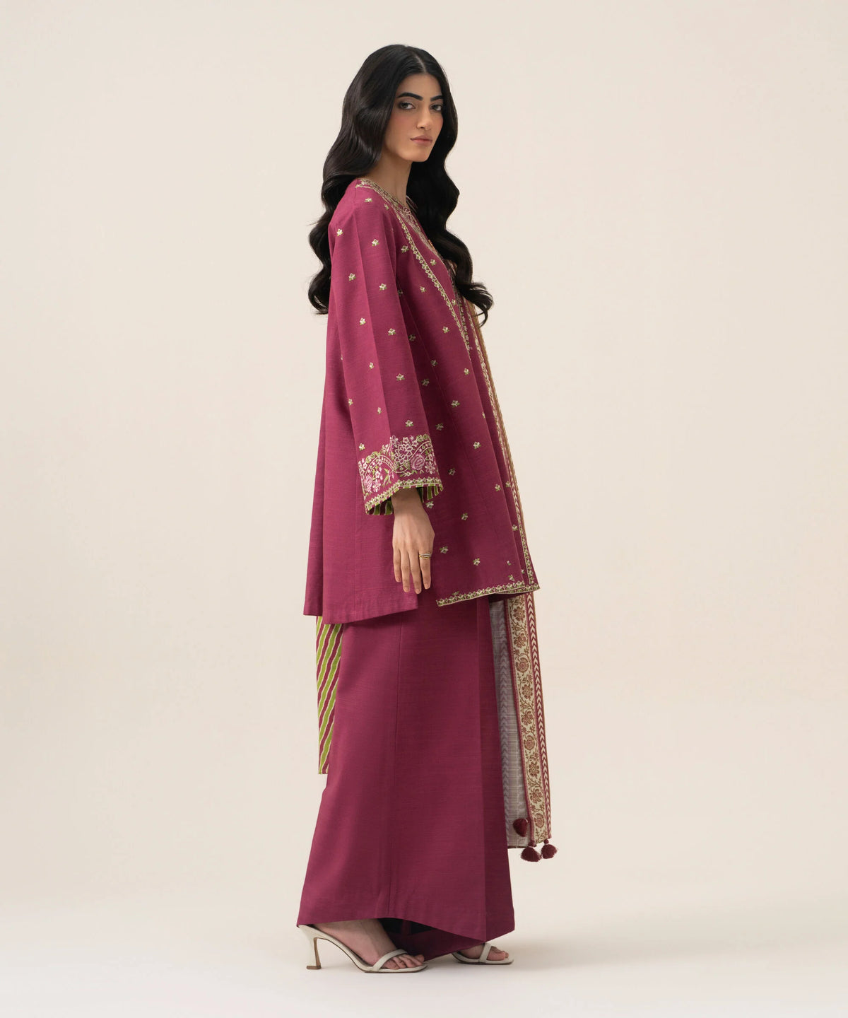 3 Piece - Embroidered Cotton Suit