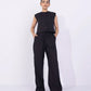 Wide-Leg Textured Trousers