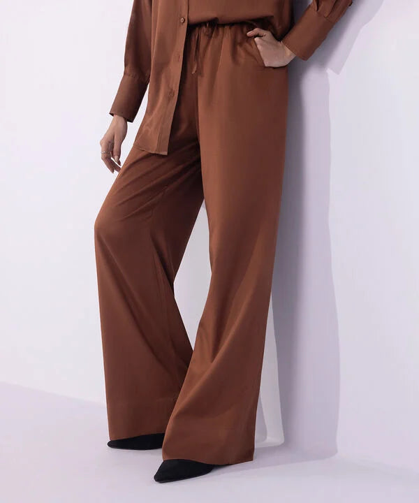 Wide-Leg Cotton-Satin Trousers