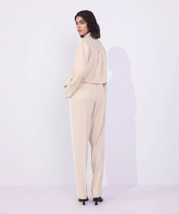 Straight-Fit Textured Trousers