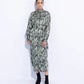 Silky Printed Dress with Belt