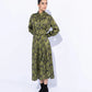 Silky Printed Dress with Belt