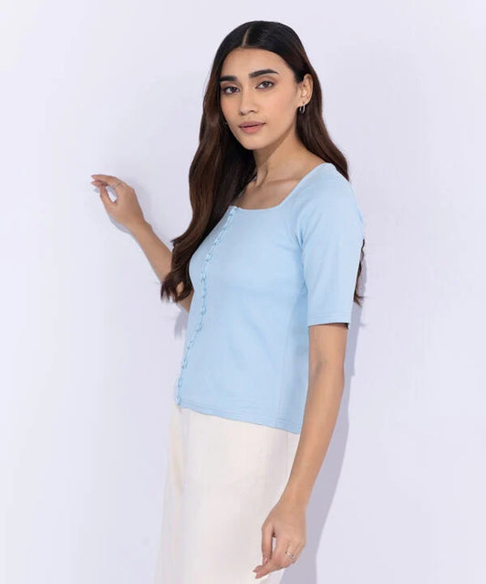 Square-Neck Rib Top