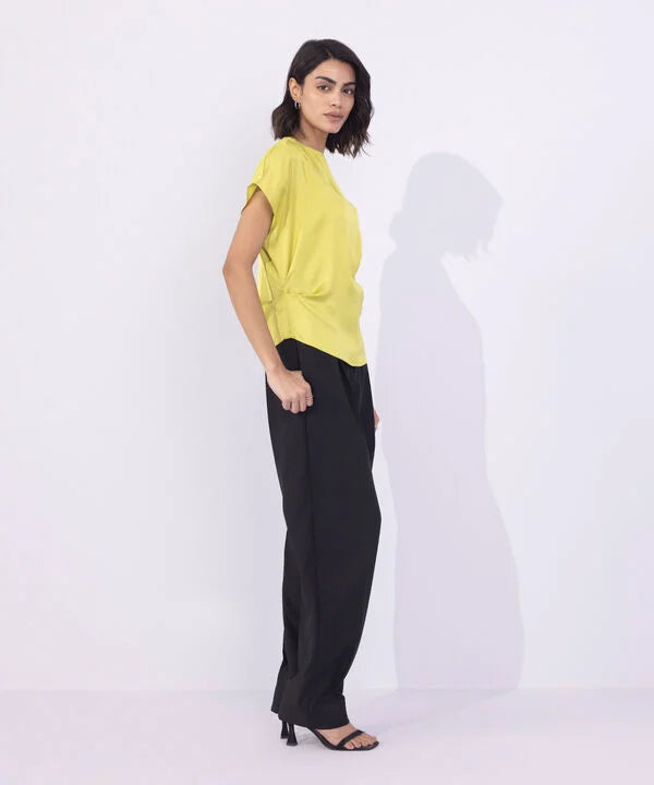 Satin Top With Cinched Waist